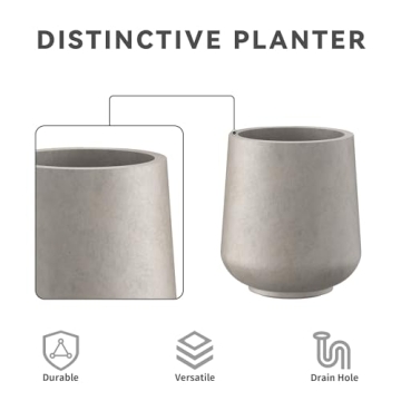 Large Weathered Concrete Planter Indoor Outdoor Drainage Holes