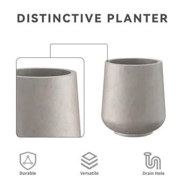 Large Weathered Concrete Planter Indoor Outdoor Drainage Holes