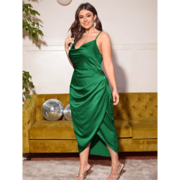 Floerns Plus Size Satin Cami Dress for Elegant Outings
