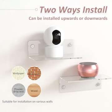 Sezanrpt 8 Inch Clear Shelf for Wall, Acrylic Small Floating Shelf, Home Wall Shelf Organizer for Room Storage, Room Décor, Space Saving, 4'' Depth, 2 Pack