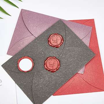 Elegant CRASPIRE Red Rose Wax Seal Stickers for Crafts