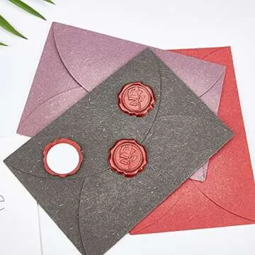 Elegant CRASPIRE Red Rose Wax Seal Stickers for Crafts