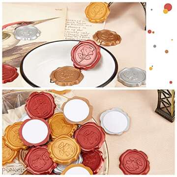 Elegant CRASPIRE Red Rose Wax Seal Stickers for Crafts