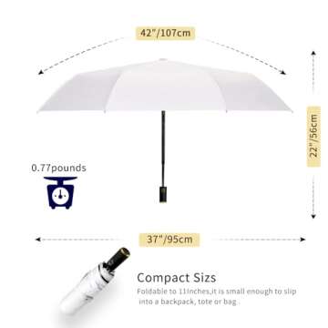 Cuby UV Sun Umbrella Compact Folding Travel Umbrella Auto Open and Close for Windproof, Rainproof & 99% UV Protection Parasol with Black Anti-UV Coating