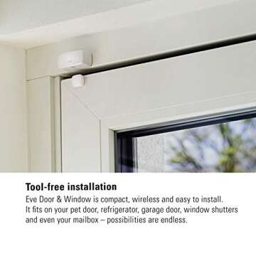 Eve Door & Window – Smart Contact Sensor for Doors & Windows, Notifications (Open/Closed State), Automatic Control of Accessories & Scenes, no Bridge, Apple HomeKit, Bluetooth, Thread