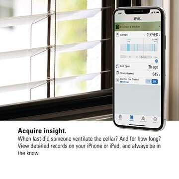 Eve Door & Window – Smart Contact Sensor for Doors & Windows, Notifications (Open/Closed State), Automatic Control of Accessories & Scenes, no Bridge, Apple HomeKit, Bluetooth, Thread