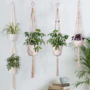 AMORNING Macrame Plant Hangers - 4 Pack, Hydroponic-Garden System