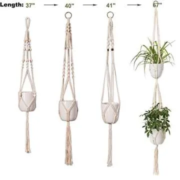 AMORNING Macrame Plant Hangers - 4 Pack, Hydroponic-Garden System