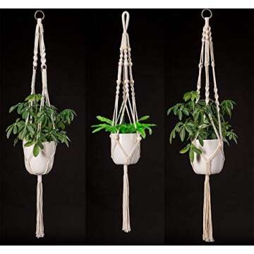 AMORNING Macrame Plant Hangers - 4 Pack, Hydroponic-Garden System
