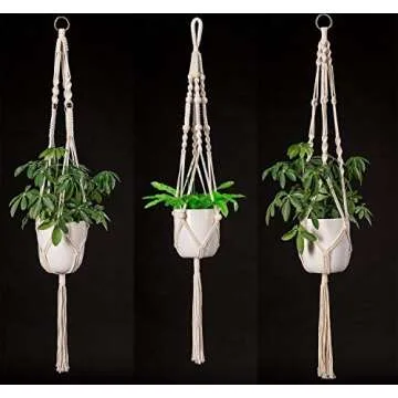 AMORNING Macrame Plant Hangers - 4 Pack, Hydroponic-Garden System