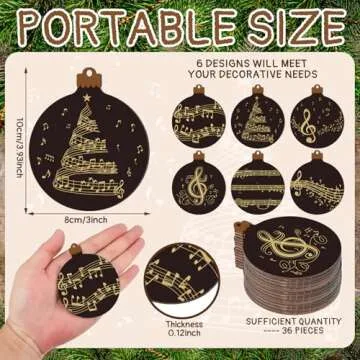 Spiareal 36 Pcs Vintage Christmas Music Note Ornament Music Sheet Hanging Ornament Antique Victorian Printable Christmas Ornament New Homeowner Gift Ideas(Dark Brown,Classic Style)