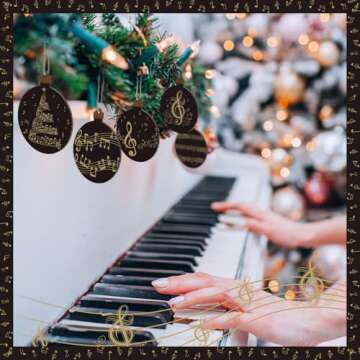 Spiareal 36 Pcs Vintage Christmas Music Note Ornament Music Sheet Hanging Ornament Antique Victorian Printable Christmas Ornament New Homeowner Gift Ideas(Dark Brown,Classic Style)