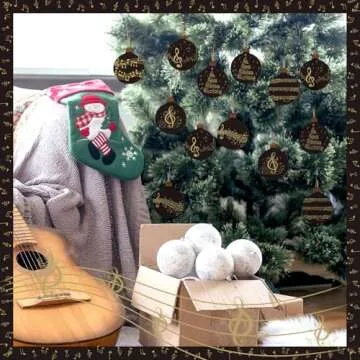 Spiareal 36 Pcs Vintage Christmas Music Note Ornament Music Sheet Hanging Ornament Antique Victorian Printable Christmas Ornament New Homeowner Gift Ideas(Dark Brown,Classic Style)