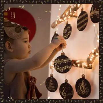 Spiareal 36 Pcs Vintage Christmas Music Note Ornament Music Sheet Hanging Ornament Antique Victorian Printable Christmas Ornament New Homeowner Gift Ideas(Dark Brown,Classic Style)