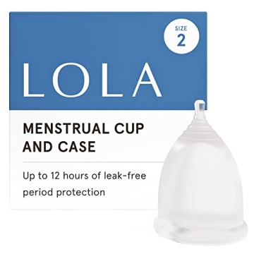 LOLA Menstrual Cup, Size 2 - Reusable Period Cup for 12 Hours of Reliable Leak Protection - Made of Medical Grade Silicone for a Comfortable, Flexible Fit - Carrying Case Included, Eco Friendly