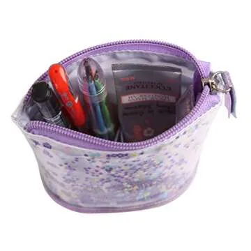 Telescopic Stand UP Transformer Pencil Case, Standing Stationery Holder Pouch Bag with Zipper Closure (Purple)