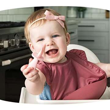 Tiny Twinkle Silicone Training Utensils - Baby Spoons and Forks for Self-Feeding