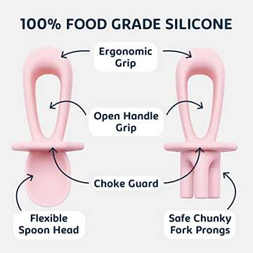 Tiny Twinkle Baby Silicone Training Utensils - Safe Self-Feeding