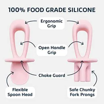 Tiny Twinkle Baby Silicone Training Utensils - Safe Self-Feeding