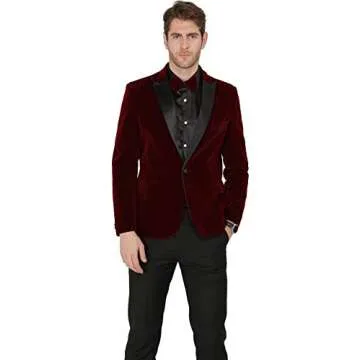 MAGE MALE Men's Velvet Tuxedo Blazer & Pants Set for All Events