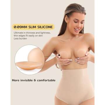 Niidor Nipple Covers Pasties 2 Pairs, Invisible Silicone Breast Petals Reusable Nipple Pads Coverups No Show Pasties Beige