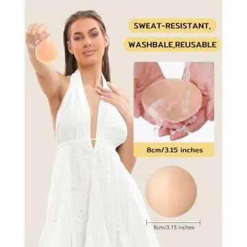 Niidor Nipple Covers Pasties 2 Pairs, Invisible Silicone Breast Petals Reusable Nipple Pads Coverups No Show Pasties Beige