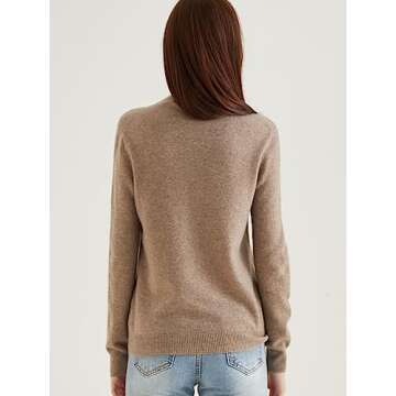 LINY XIN Women's Turtleneck 100% Merino Wool Sweater Fall Winter Basic Warm Soft Long Sleeve Knitted Pullover (Tan,L)