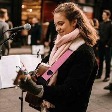 Nefelibata Guitar Strap,Double Full-Grain Leather Ends,Vintage Velvet Strap/FREE BONUS-4 Picks+Strap...