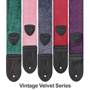 Nefelibata Guitar Strap,Double Full-Grain Leather Ends,Vintage Velvet Strap/FREE BONUS-4 Picks+Strap Locks+Strap Button,Gift For Bass,Electric&Acoustic Guitars(Vintage Cherry Pink)