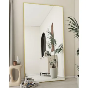 Koonmi Gold Oversized Full Length Mirror with Stand, Leaning or Hanging Options