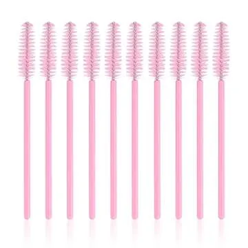 G2PLUS 100PCS Disposable Eyelash Brushes, Adjustable Mascara Wands Makeup Applicator, Eyelash Spoolies Brushes for Eyelash Extensions and Eyebrows (Baby Pink)
