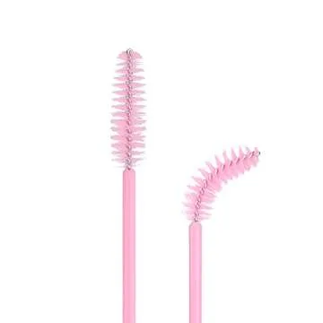 G2PLUS 100PCS Disposable Eyelash Brushes, Adjustable Mascara Wands Makeup Applicator, Eyelash Spoolies Brushes for Eyelash Extensions and Eyebrows (Baby Pink)