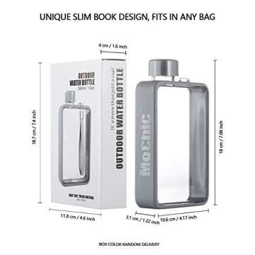 MOCHIC CUP Flat Water Bottle Travel Flask Portable Travel Mug BPA Free A5 Water Bottle for Sports Ca...
