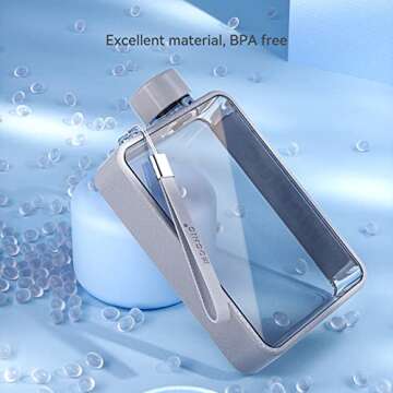 MOCHIC CUP Flat Water Bottle Travel Flask Portable Travel Mug BPA Free A5 Water Bottle for Sports Camping Gym Fitness Outdoor 13oz Fit in Any Bag (Gray)…
