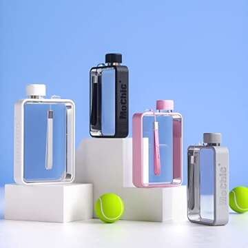 MOCHIC CUP Flat Water Bottle Travel Flask Portable Travel Mug BPA Free A5 Water Bottle for Sports Camping Gym Fitness Outdoor 13oz Fit in Any Bag (Gray)…