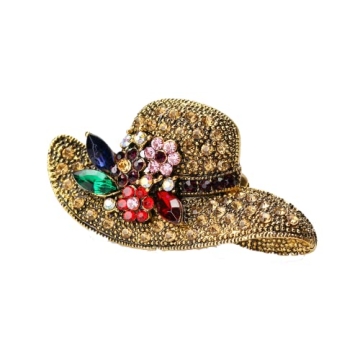 hat shape brooch for women fahison rhinestone crystal brooch (style 1)