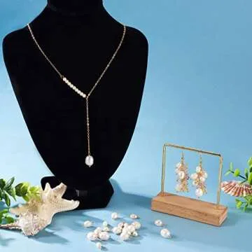 Cheriswelry 60Pcs 13-17mm Natural Freshwater Cultured Pearl Pendants White Rice Oval Pearl Charms with Brass Loop 3 Styles for DIY Necklaces Bracelets Earrings Jewelry Making