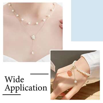 Cheriswelry 60Pcs 13-17mm Natural Freshwater Cultured Pearl Pendants White Rice Oval Pearl Charms with Brass Loop 3 Styles for DIY Necklaces Bracelets Earrings Jewelry Making