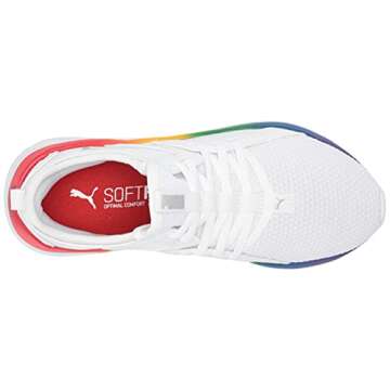 Puma Women's SOFTRIDE Sophia Running Shoe, Rainbow White-Silver-High Risk Red, 8