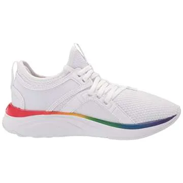 Puma Women's SOFTRIDE Sophia Running Shoe, Rainbow White-Silver-High Risk Red, 8