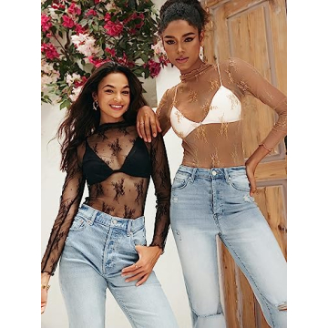 Stylish MEROKEETY Sheer Layering Top for Women