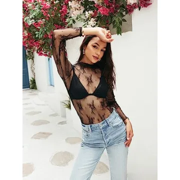 Stylish MEROKEETY Sheer Layering Top for Women