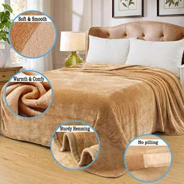 HOZY Soft Blanket Travel Size Fleece Warm Fuzzy Throw Blankets for The Bed Sofa Lightweight 350GSM C...