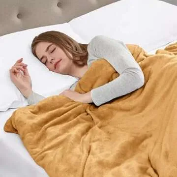HOZY Soft Blanket Travel Size Fleece Warm Fuzzy Throw Blankets for The Bed Sofa Lightweight 350GSM Camel 50"*61"