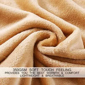 HOZY Soft Blanket Travel Size Fleece Warm Fuzzy Throw Blankets for The Bed Sofa Lightweight 350GSM Camel 50"*61"