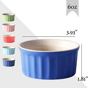 Cestash 6 Oz Ceramic Ramekins - Oven Safe Ramekins for Baking - Porcelain Baking Bowls for Souffle, ...