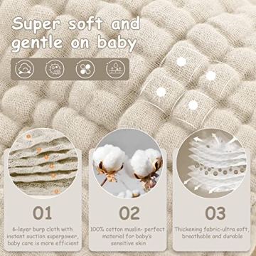 Looxii Muslin Burp Cloths Extra Soft 100% Cotton 6 Pack