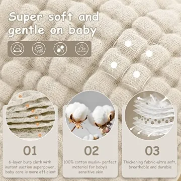 Looxii Muslin Burp Cloths Extra Soft 100% Cotton 6 Pack