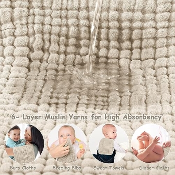 Looxii Muslin Burp Cloths Extra Soft 100% Cotton 6 Pack