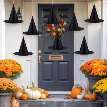 Tatuo 8 Pcs Halloween Hanging Witch Hats Decorations for Costume and Decor